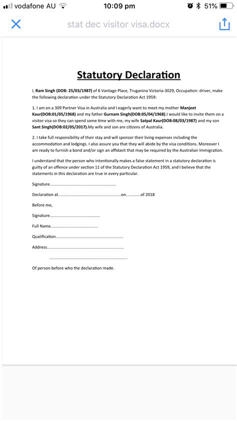 statuatory declaration